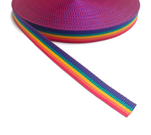 Load image into Gallery viewer, 25mm Polypropylene Webbing Pride / Rainbow 1m - 50 Metres Sewing Bags Straps