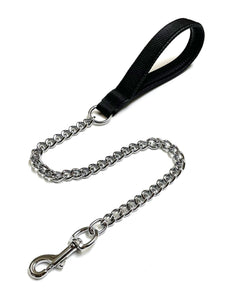 Metal Chain Dog Lead Padded Handle 32" Long 80cm Heavy Duty Short Walking Lead