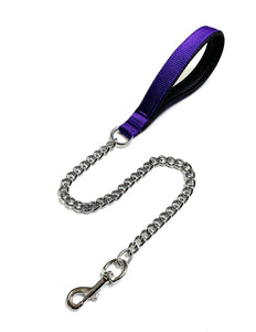 Metal Chain Dog Lead Padded Handle 32" Long 80cm Heavy Duty Short Walking Lead