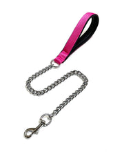 Load image into Gallery viewer, Metal Chain Dog Lead Padded Handle 32&quot; Long 80cm Heavy Duty Short Walking Lead