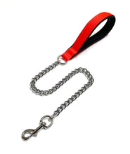 Load image into Gallery viewer, Metal Chain Dog Lead Padded Handle 32&quot; Long 80cm Heavy Duty Short Walking Lead