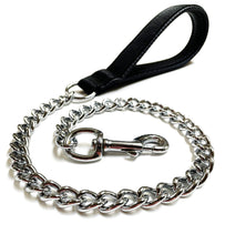 Load image into Gallery viewer, Metal Chain Dog Lead Padded Handle 32&quot; Long 80cm Heavy Duty Short Walking Lead