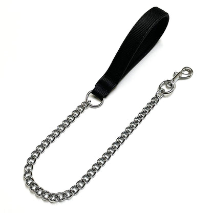 Metal Chain Dog Lead Padded Handle 32" Long 80cm Heavy Duty Short Walking Lead