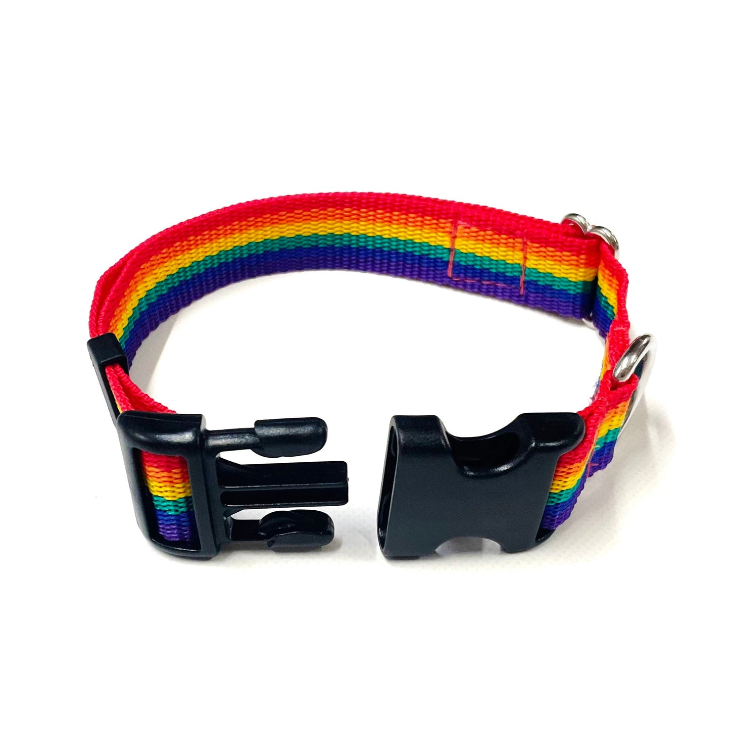 Rainbow Dog Collar In 25mm Webbing Strong Adjustable In Various Sizes