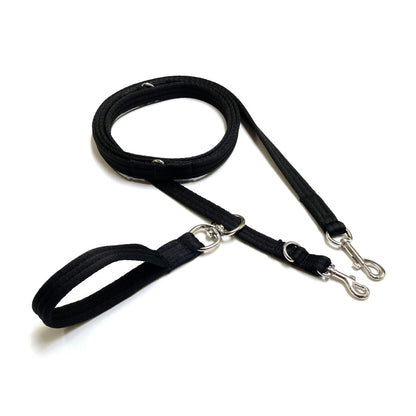 Double Ended Dog Lead With Sliding Swivel Handle Set In 25mm Air Webbing