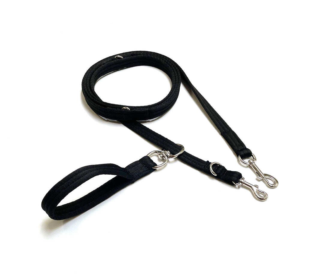 Double Ended Dog Lead With Sliding Swivel Handle Set In 20mm Air Webbing