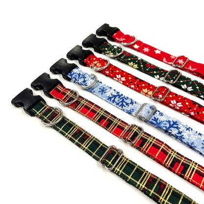 Christmas Dog Collars Adjustable 100% Cotton Fabric 25mm Wide In Various Designs Small Medium Large