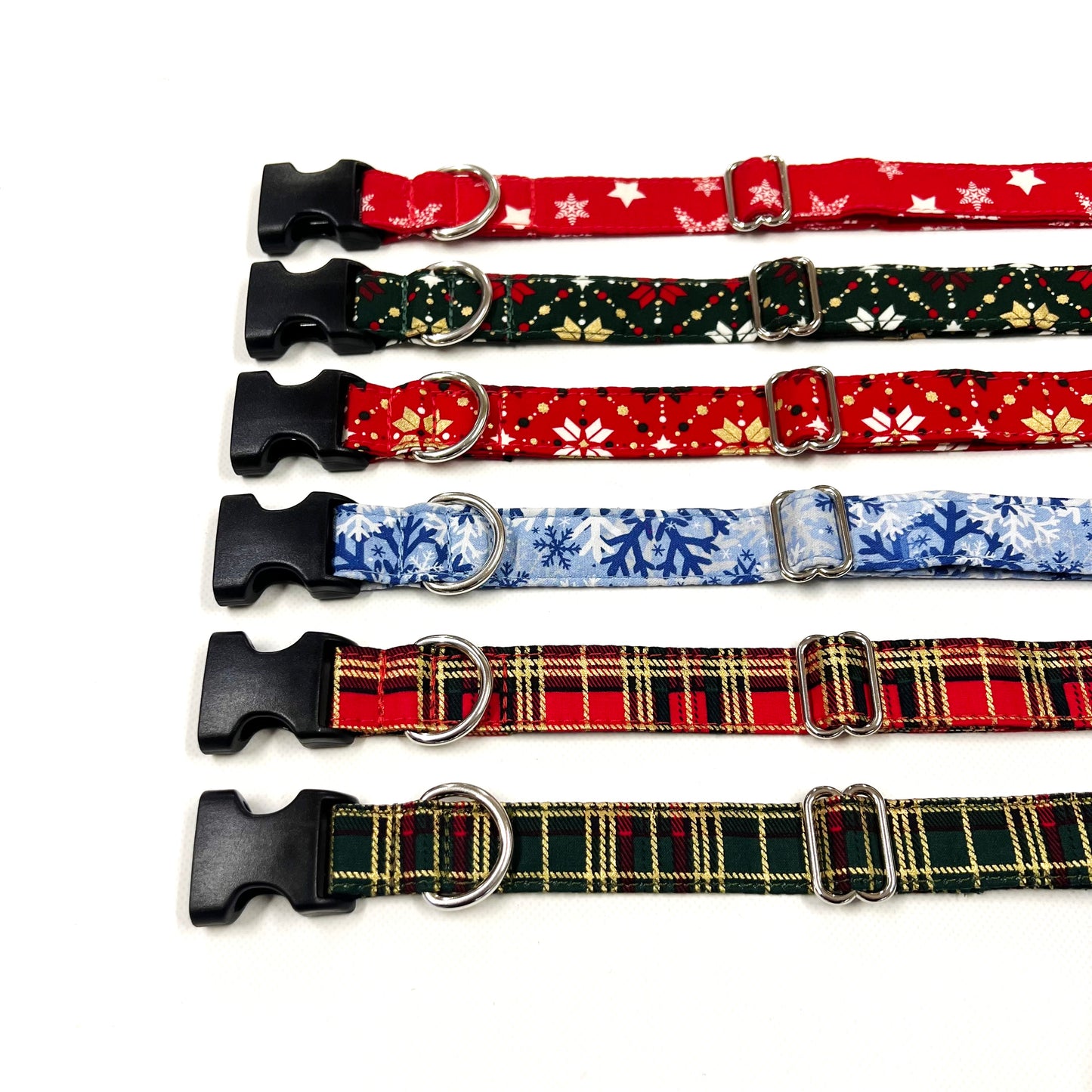 Christmas Dog Collars Adjustable 100% Cotton Fabric 25mm Wide In Various Designs Small Medium Large