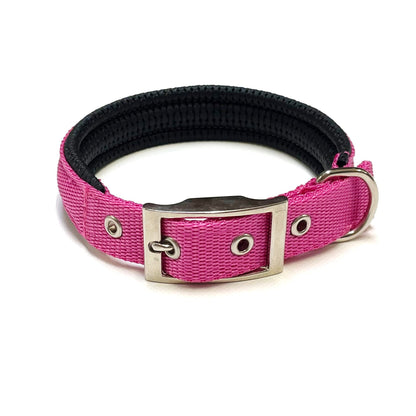 Dog Collar Adjustable Soft Padded Collar 25mm Wide Small Medium Large 20 Colours