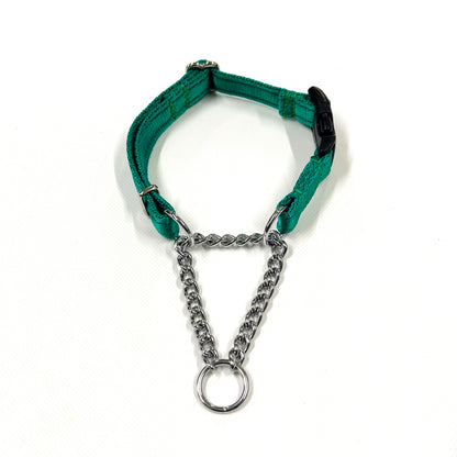 Half Check Chain Dog Collars Small Large 20mm Adjustable With Chrome Plated Chain In Various Colours