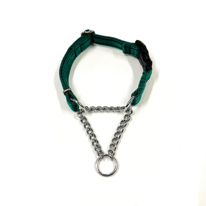 Half Check Chain Dog Collars Small Large 20mm Adjustable With Chrome Plated Chain In Various Colours