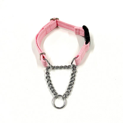 Half Check Chain Dog Collars Small Large 20mm Adjustable With Chrome Plated Chain In Various Colours