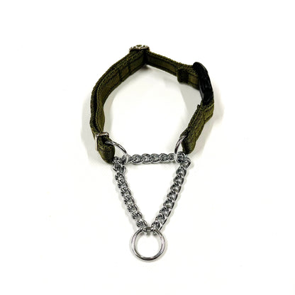 Half Check Chain Dog Collars Small Large 20mm Adjustable With Chrome Plated Chain In Various Colours