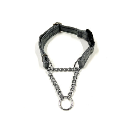 Half Check Chain Dog Collars Small Large 20mm Adjustable With Chrome Plated Chain In Various Colours