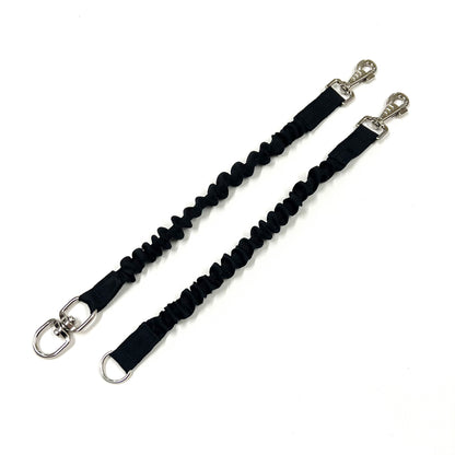 Dog Extension Lead Short Connector Black Bungee Shock Absorber 8mm With Swivel Or D-ring