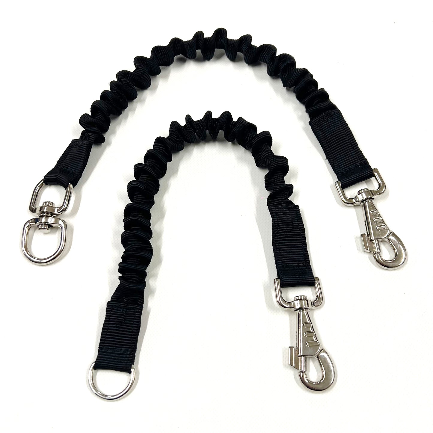 Dog Extension Lead Short Connector Black Bungee Shock Absorber 8mm With Swivel Or D-ring