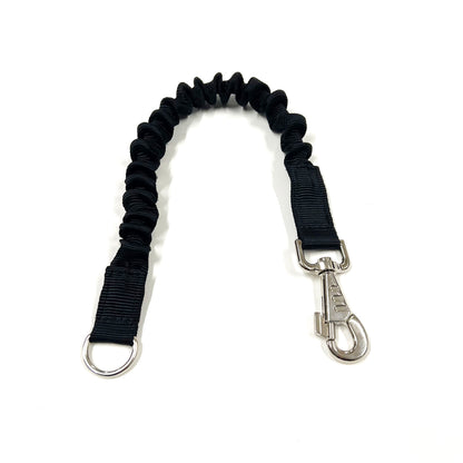Dog Extension Lead Short Connector Black Bungee Shock Absorber 8mm With Swivel Or D-ring