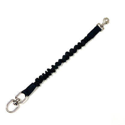 Dog Extension Lead Short Connector Black Bungee Shock Absorber 8mm With Swivel Or D-ring