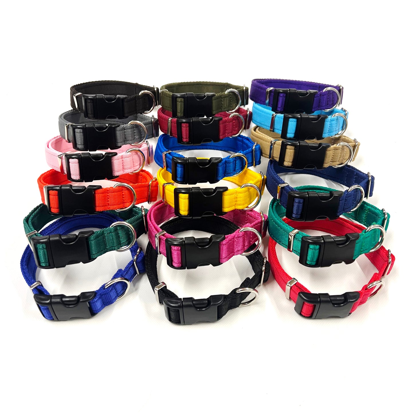 Adjustable Dog Collars 25mm Cushion Webbing In Various Colours And Sizes Small Medium Large