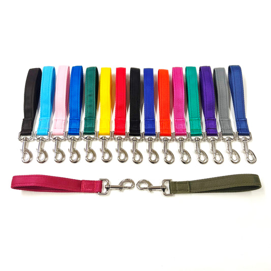 10" Short Close Control Dog Training Lead Leash 25mm Cushion Webbing In 19 Colours