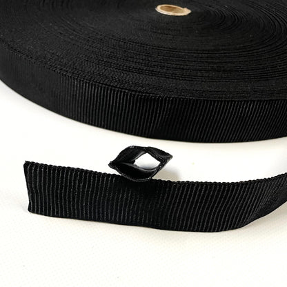 Tubular Webbing Black 25mm Wide Polyester For Dog Leads Lunge Lines Collars