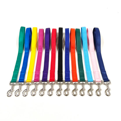 18" Short Close Control Dog Training Lead Leash 25mm Cushion Webbing In 19 Colours