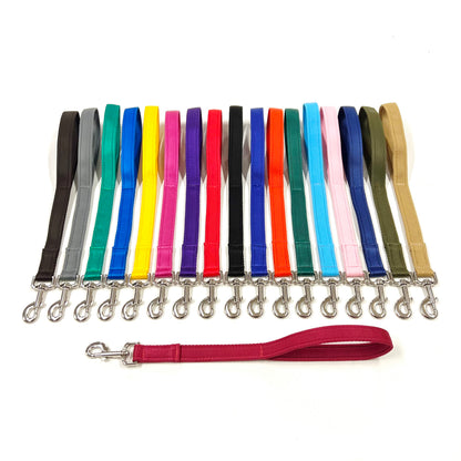 18" Short Close Control Dog Training Lead Leash 25mm Cushion Webbing In 19 Colours