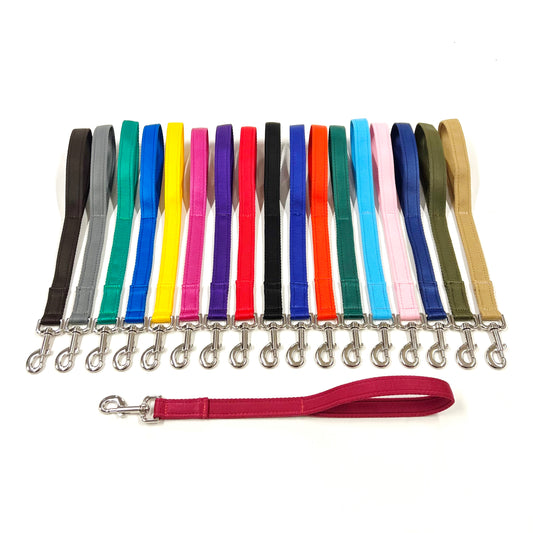 20" Short Close Control Dog Training Lead Leash 25mm Cushion Webbing In 19 Colours