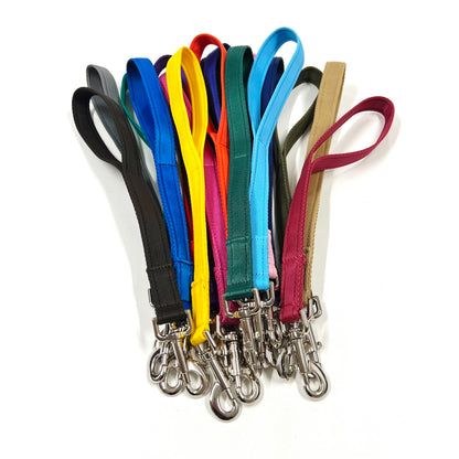 18" Short Close Control Dog Training Lead Leash 25mm Cushion Webbing In 19 Colours