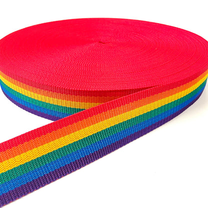 Rainbow Polypropylene Webbing 25mm 38mm 50mm Sewing Bags Straps 1m - 50 Metres