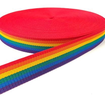 Rainbow Polypropylene Webbing 25mm 38mm 50mm Sewing Bags Straps 1m - 50 Metres