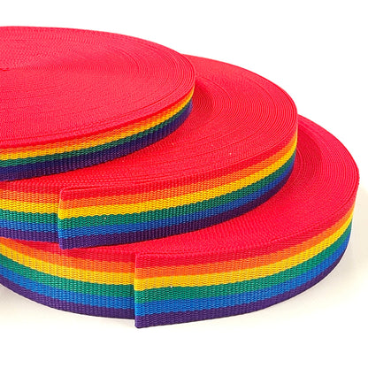 Rainbow Polypropylene Webbing 25mm 38mm 50mm Sewing Bags Straps 1m - 50 Metres