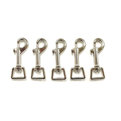 16mm Square Ended Trigger Clips Hooks Nickel Plated For Dog Leads Webbing Bags Straps Small Version