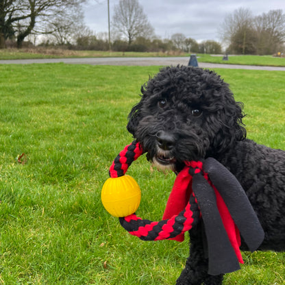 Dog Tug Toy Ball & Ring Handmade Strong Fleece Tug Toys For Small Medium Large Dogs