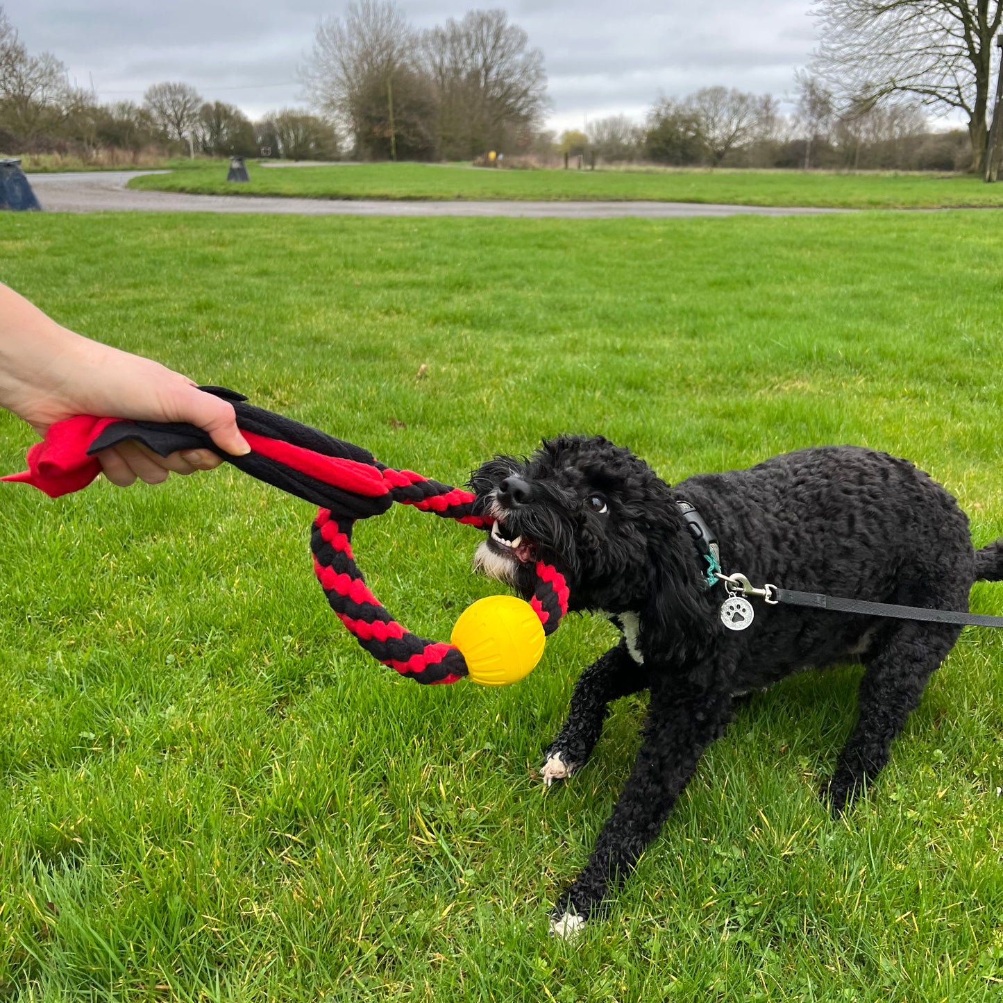 Dog Tug Toy Ball & Ring Handmade Strong Fleece Tug Toys For Small Medium Large Dogs