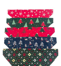 Load image into Gallery viewer, Christmas Dog Bandanas 5 Festive Designs In 4 Sizes 100% Cotton