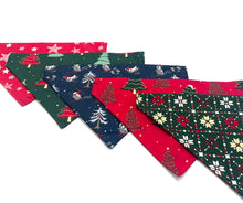 Load image into Gallery viewer, Christmas Dog Bandanas 5 Festive Designs In 4 Sizes 100% Cotton