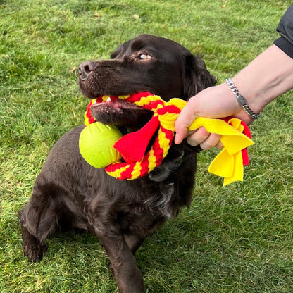 Dog Tug Toy Ball & Ring Handmade Strong Fleece Tug Toys For Small Medium Large Dogs