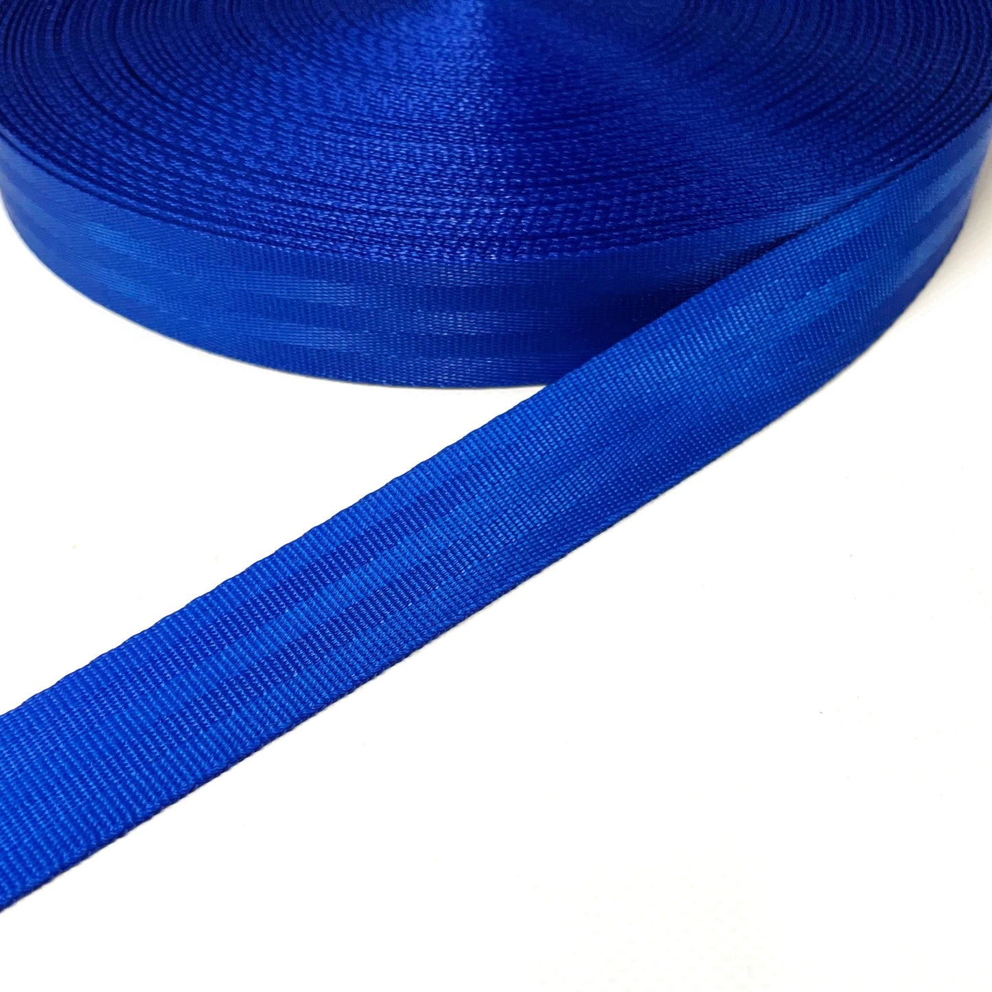25mm Polyester Seatbelt Webbing 900kg Royal Blue & Black For Straps Handles Bags
