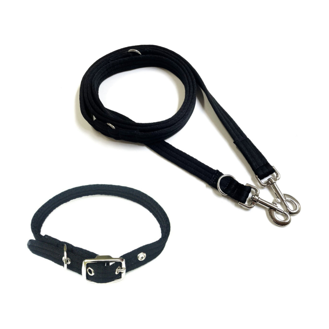 Dog Collar And Police Style Dog Lead Set 25mm Air Webbing Medium Collar In Various Lengths And Matching Colours