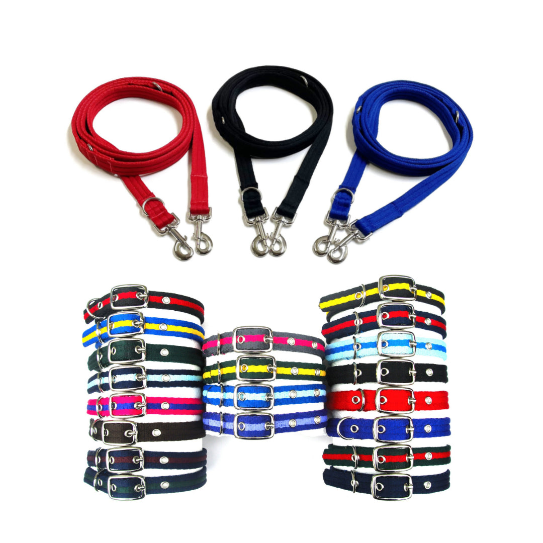 Dog Collar And Police Style Dog Lead Set 20mm Air Webbing Small Collar In Various Lengths And Matching Colours