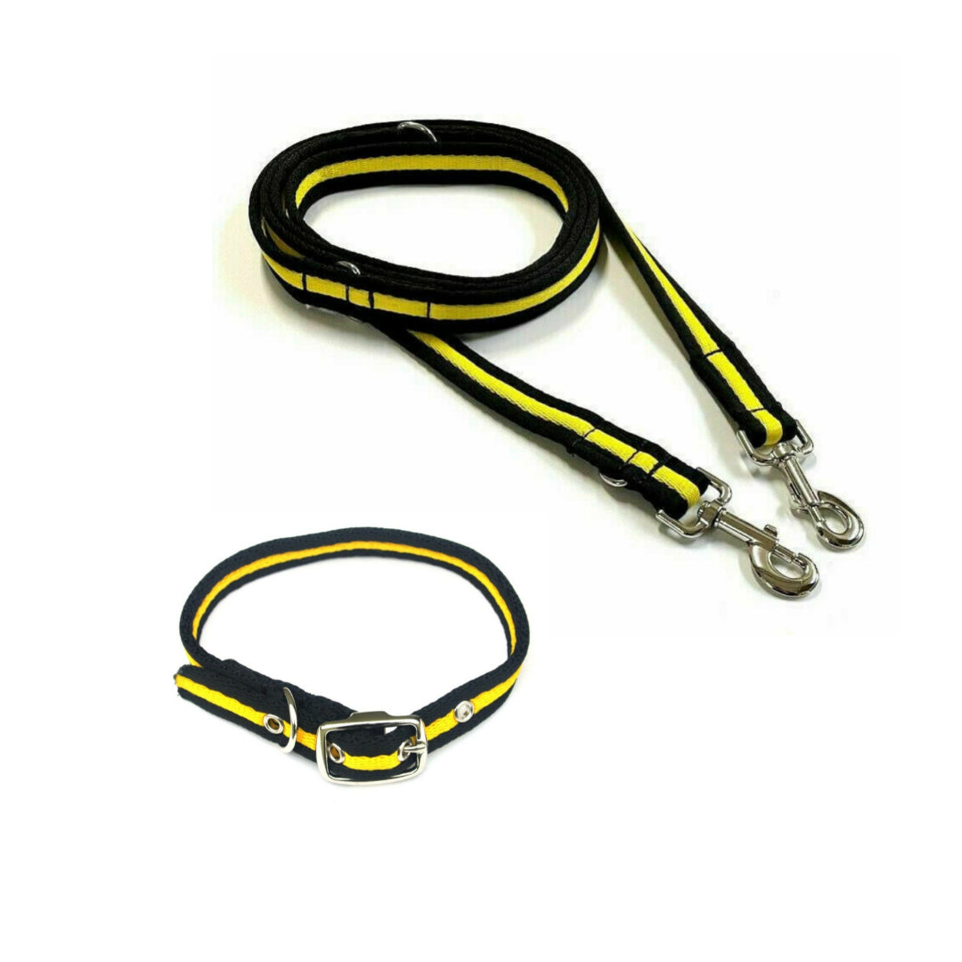 Dog Collar And Police Style Dog Lead Set 25mm Air Webbing Large Collar In Various Lengths And Matching Colours
