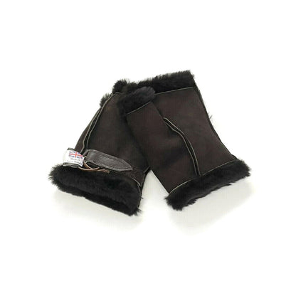 100% Genuine Sheepskin Fingerless Gloves Mittens In Various Sizes And Colours Made In The UK