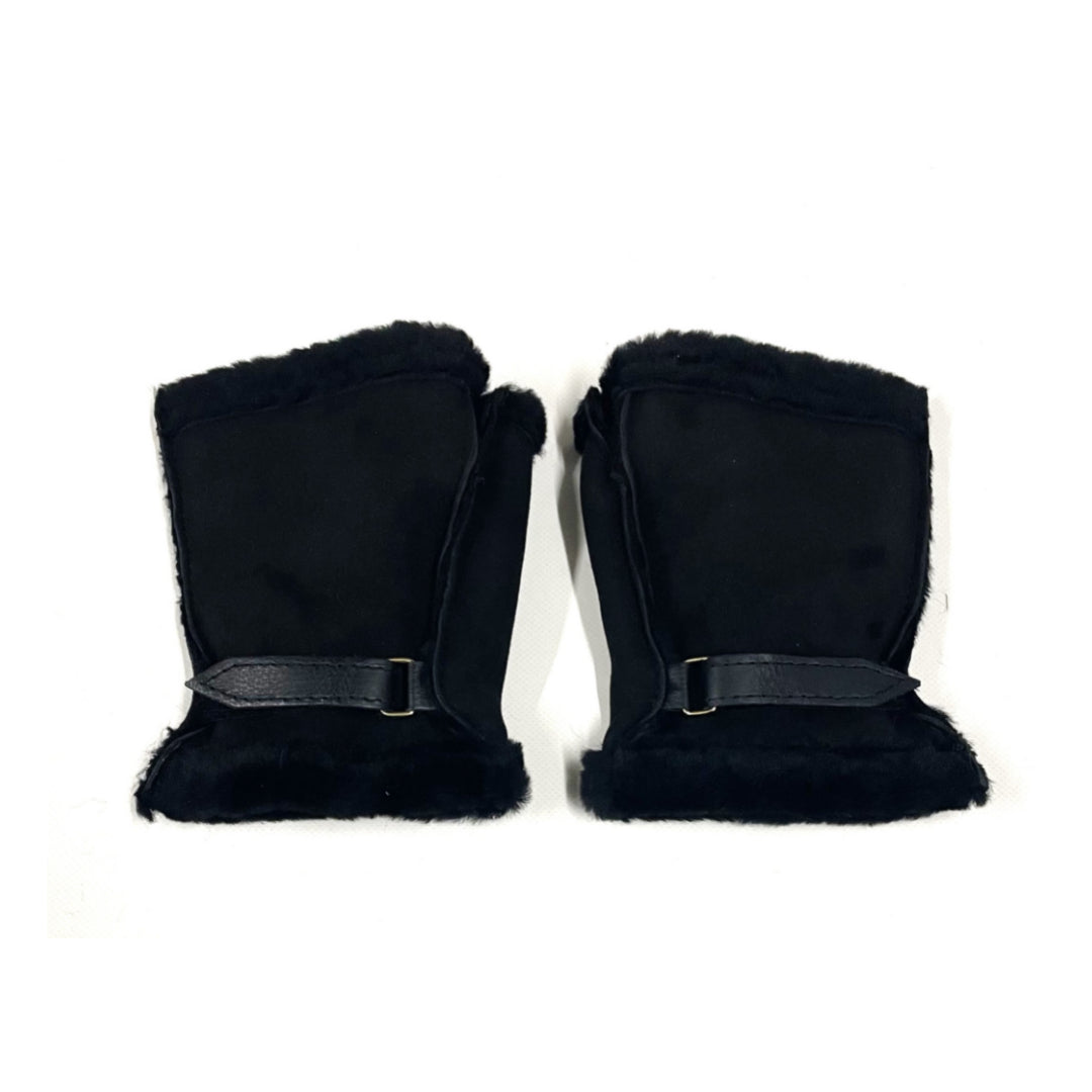 100% Genuine Sheepskin Fingerless Gloves Mittens In Various Sizes And Colours Made In The UK