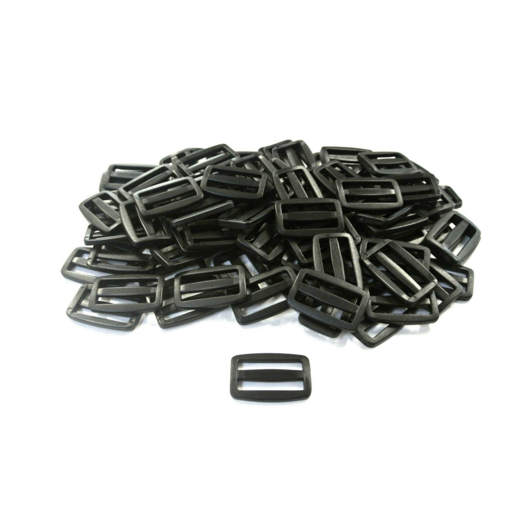 38/40mm Black Plastic 3 Bar Slides Triglides For Handles Straps Webbing Bags Crafts