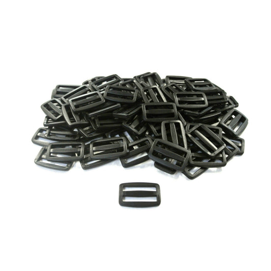 38/40mm Black Plastic 3 Bar Slides Triglides For Handles Straps Webbing Bags Crafts