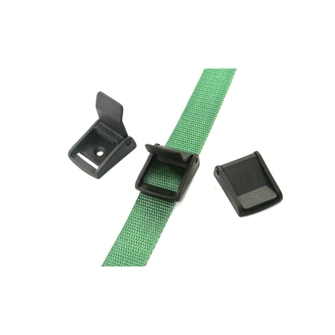 Black Plastic Cam Buckles Lever Flap 25mm Fastening Straps
