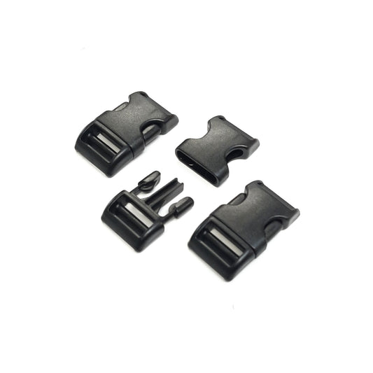 Curved Side Release Buckles Black Plastic 13mm 16mm 20mm 25mm For Webbing Straps Bags Collars Harnesses