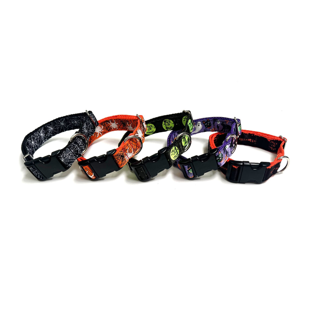 Halloween Dog Collars Adjustable 25mm Wide In Various Designs Small Medium Large