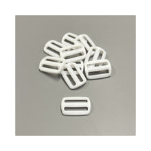 Load image into Gallery viewer, 25mm White Plastic 3 Bar Slides Tri Glide For Handles Straps Webbing Bags Crafts